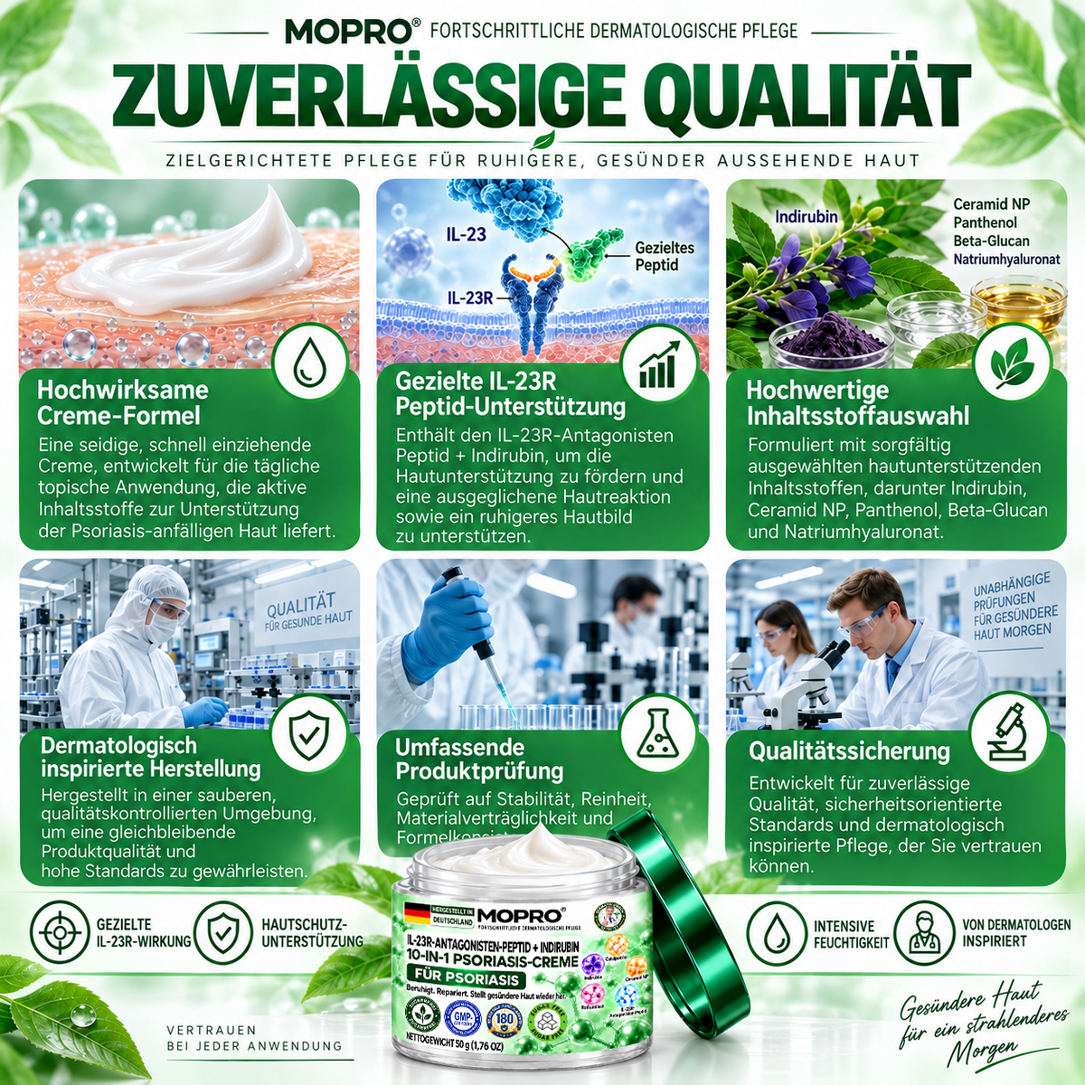 🔥 Nur noch 10 Stück verfügbar! Erhalten Sie 30 % Rabatt auf Ihren zweiten Einkauf! MOPRO® hilft, sichtbare Schuppenbildung, Rötungen, Trockenheit und Juckreiz zu reduzieren und unterstützt gleichzeitig psoriasisgeplagte Haut. 💚