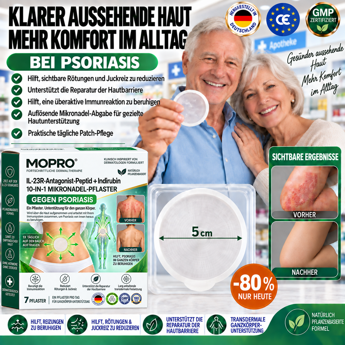 🔥 Nur noch 10 Stück! 30 % RABATT auf deinen zweiten Einkauf! MOPRO® hilft bei Schuppung, Rötungen, Trockenheit & Juckreiz und unterstützt zu Psoriasis neigende Haut. Nur solange der Vorrat reicht! 💚