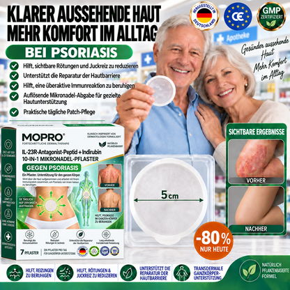 🔥 Nur noch 10 Stück! 30 % RABATT auf deinen zweiten Einkauf! MOPRO® hilft bei Schuppung, Rötungen, Trockenheit & Juckreiz und unterstützt zu Psoriasis neigende Haut. Nur solange der Vorrat reicht! 💚