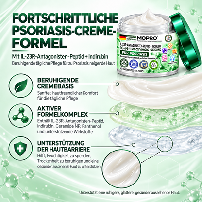 🔥 Nur noch 10 Stück verfügbar! Erhalten Sie 30 % Rabatt auf Ihren zweiten Einkauf! MOPRO® hilft, sichtbare Schuppenbildung, Rötungen, Trockenheit und Juckreiz zu reduzieren und unterstützt gleichzeitig psoriasisgeplagte Haut. 💚