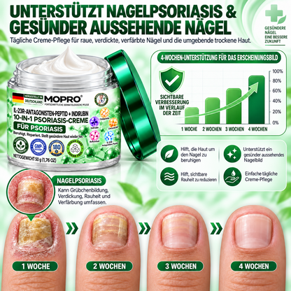🔥 Nur noch 10 Stück verfügbar! Erhalten Sie 30 % Rabatt auf Ihren zweiten Einkauf! MOPRO® hilft, sichtbare Schuppenbildung, Rötungen, Trockenheit und Juckreiz zu reduzieren und unterstützt gleichzeitig psoriasisgeplagte Haut. 💚