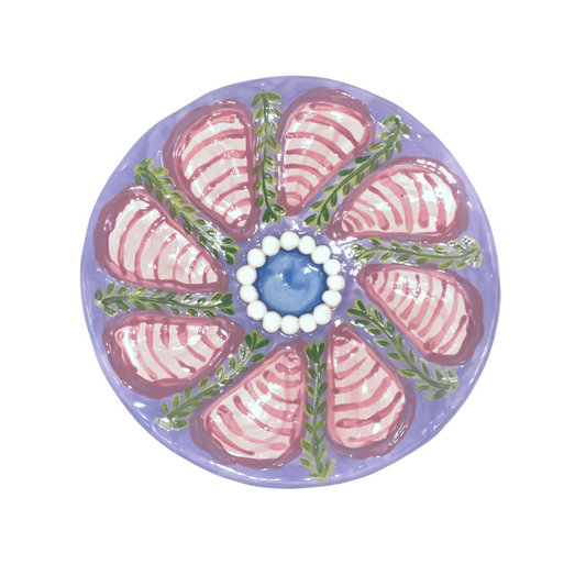 Hand-Painted Oyster Plate, Ava Lavender