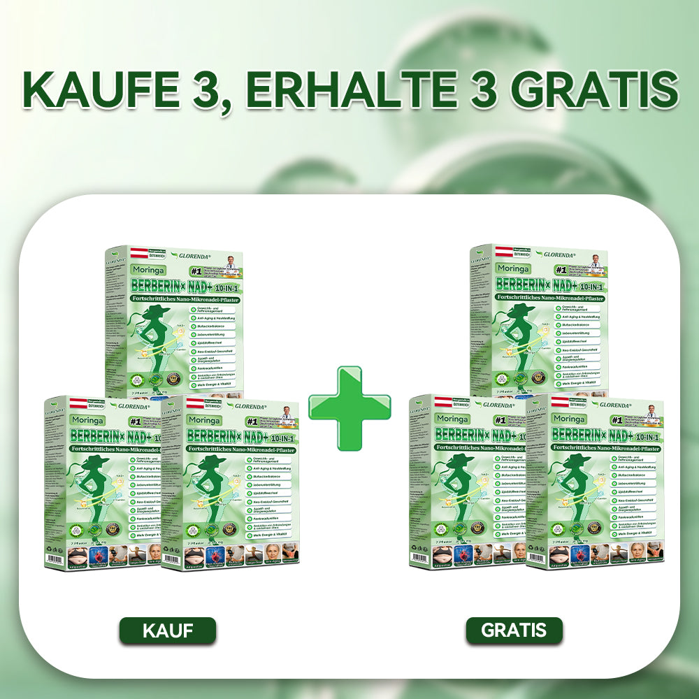 🔥🔥 Kaufen Sie mehr als 10 Packungen und sparen Sie 30%! GLORENDA® Mikronadel-Pflaster sind sicher und getestet. Mit 4–6 Packungen unterstützen Sie Gewichtsmanagement, Blutzuckerregulation, Verdauungsgesundheit und langanhaltende Energie!